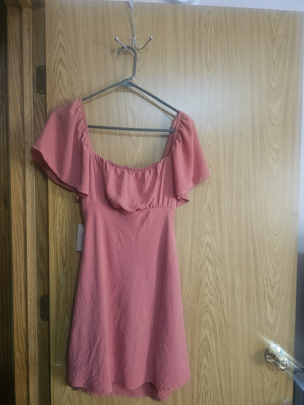 NWT Originality Emma Flutter Sleeve Tie-Back Mini Dress